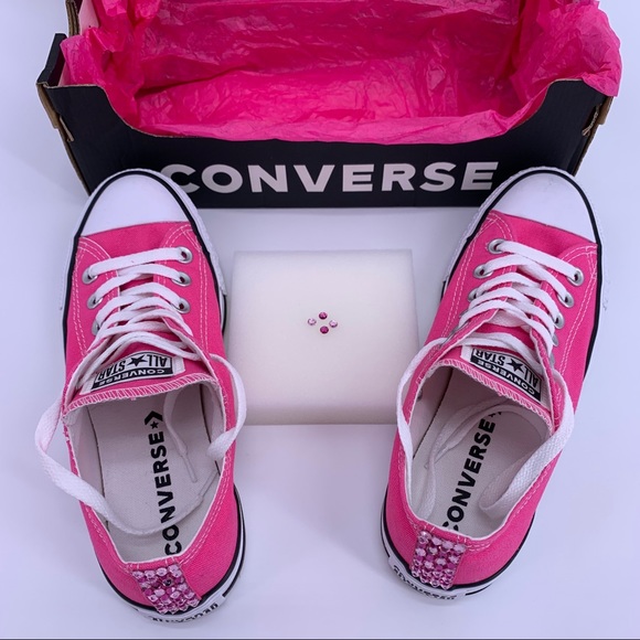 CONVERSE PINK EMBELLISHED CONVERSE T-SHOES SIZE 7 - Picture 10 of 16